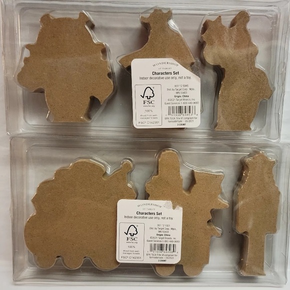 6pc Wondershop Decorative Wood Mantel Character Figures Santa Train Christmas 3" - Picture 2 of 6